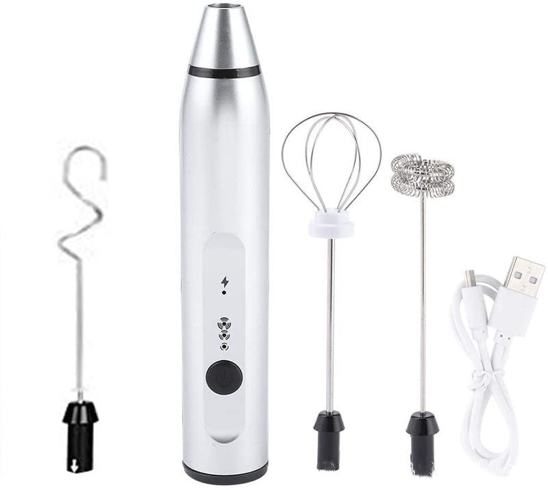 Mousseur à lait électrique rechargeable – Argent