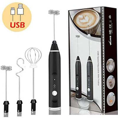 Mousseur à lait électrique rechargeable – Noir